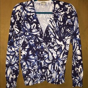 Floral pattern button-up sweater